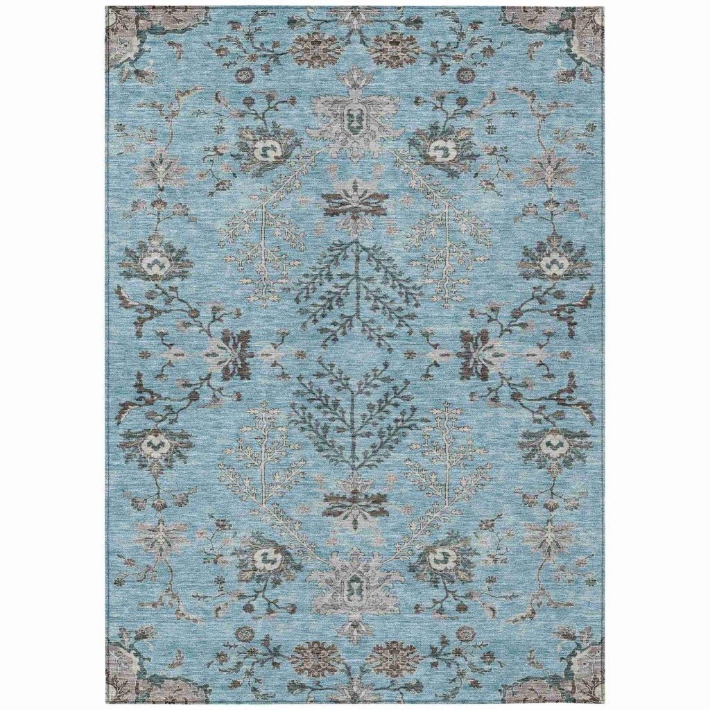 LOOMLAN Rugs Doris Sky Washable Indoor-Outdoor Rug