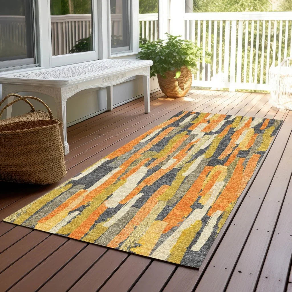 LOOMLAN Rugs Dunae Orange Washable Indoor-Outdoor Rug