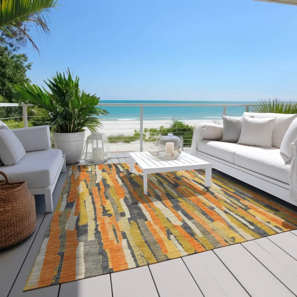 LOOMLAN Rugs Dunae Orange Washable Indoor-Outdoor Rug