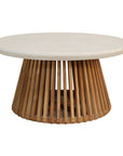 Azure 31" Cement Top Round White Outdoor Coffee Table