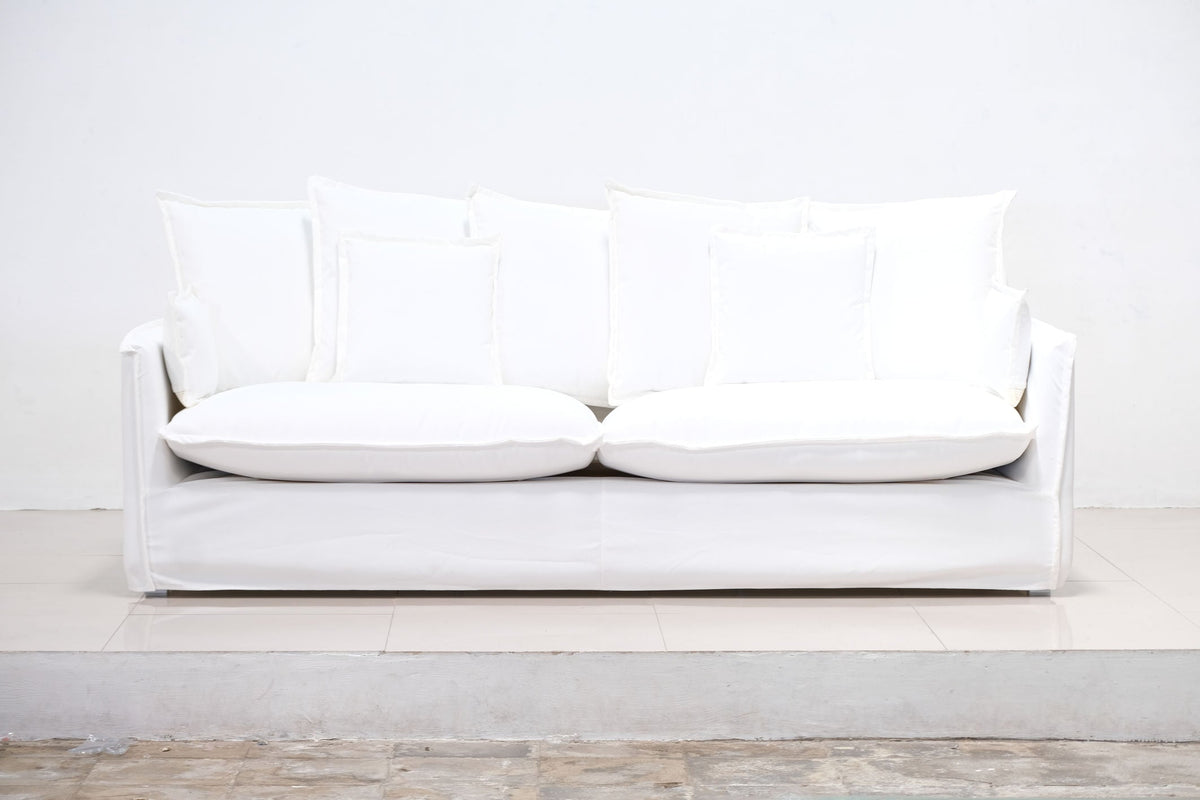 Jason White Fabric Slipcover Outdoor Sofa -- White