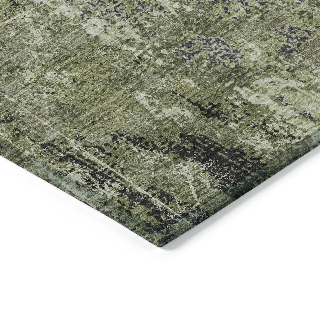 LOOMLAN Rugs Ebonelle Green Washable Indoor-Outdoor Rug
