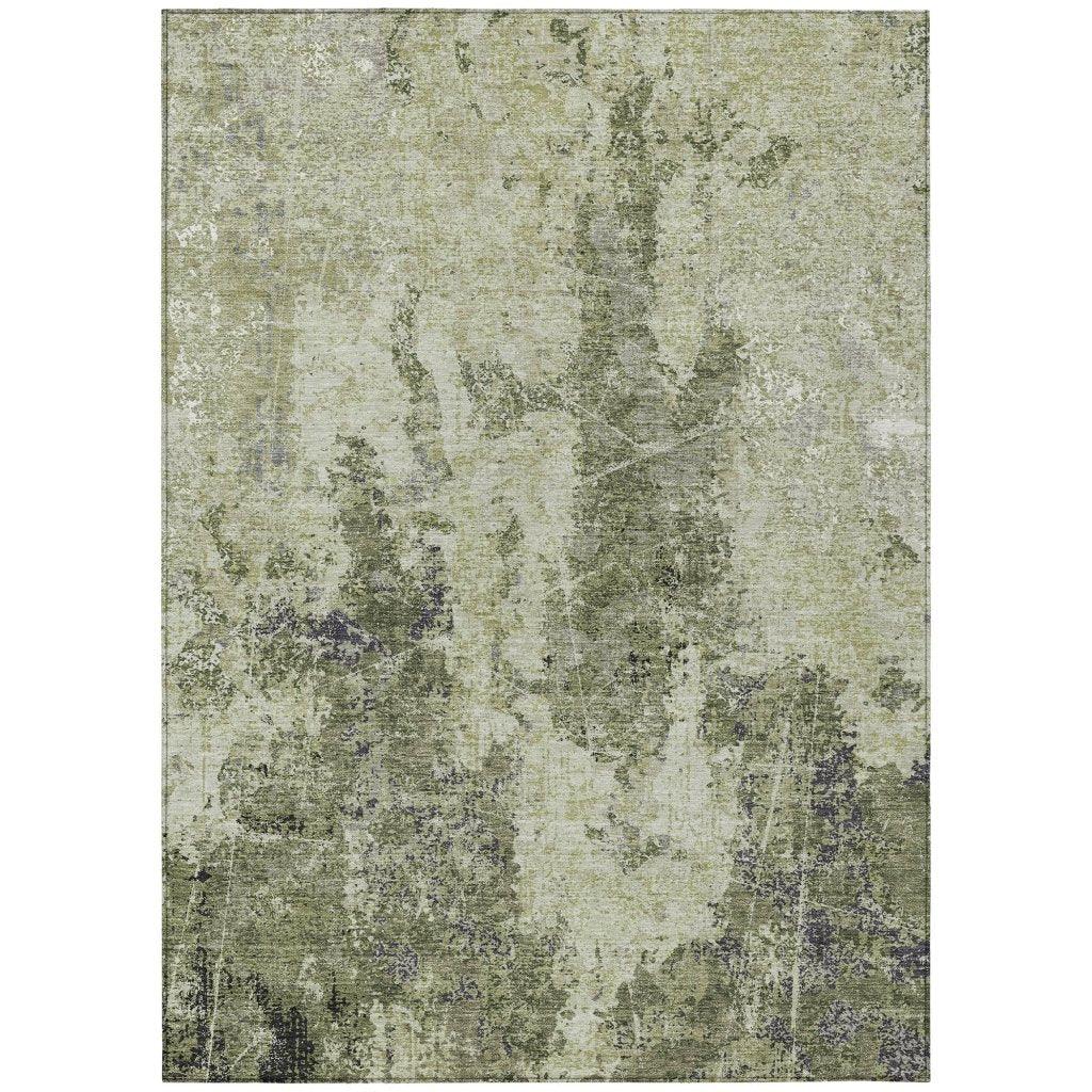 LOOMLAN Rugs Ebonelle Green Washable Indoor-Outdoor Rug