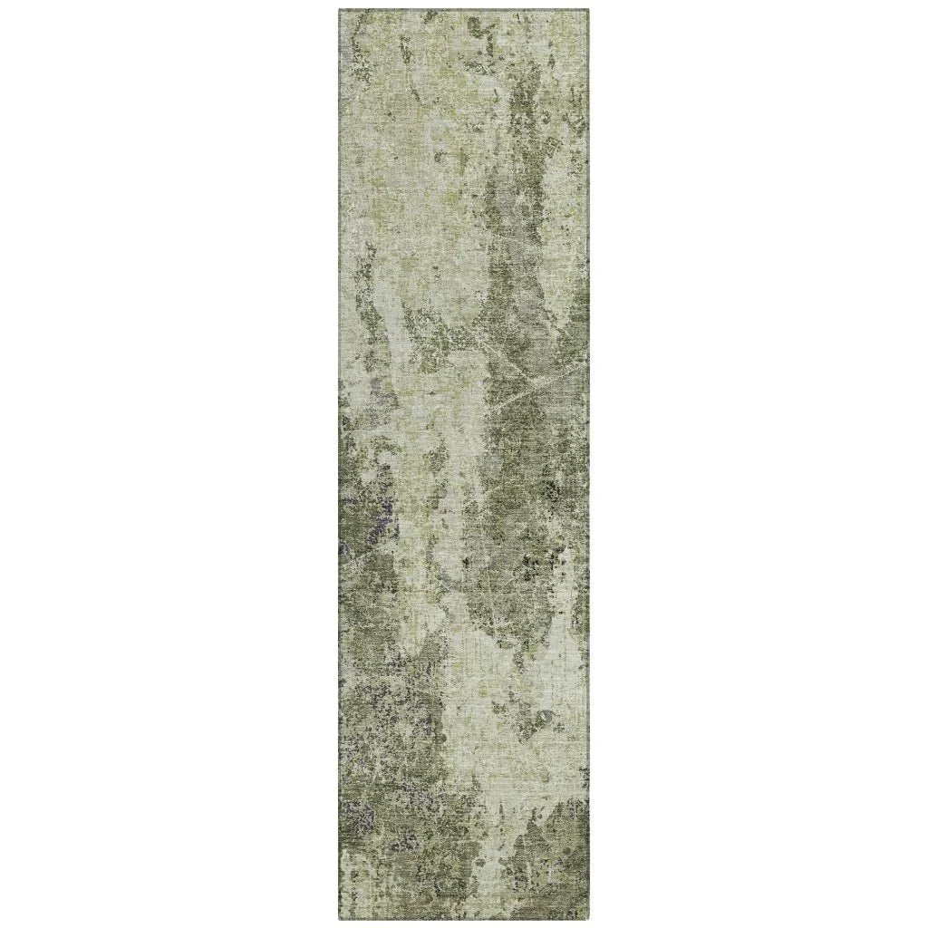 LOOMLAN Rugs Ebonelle Green Washable Indoor-Outdoor Rug