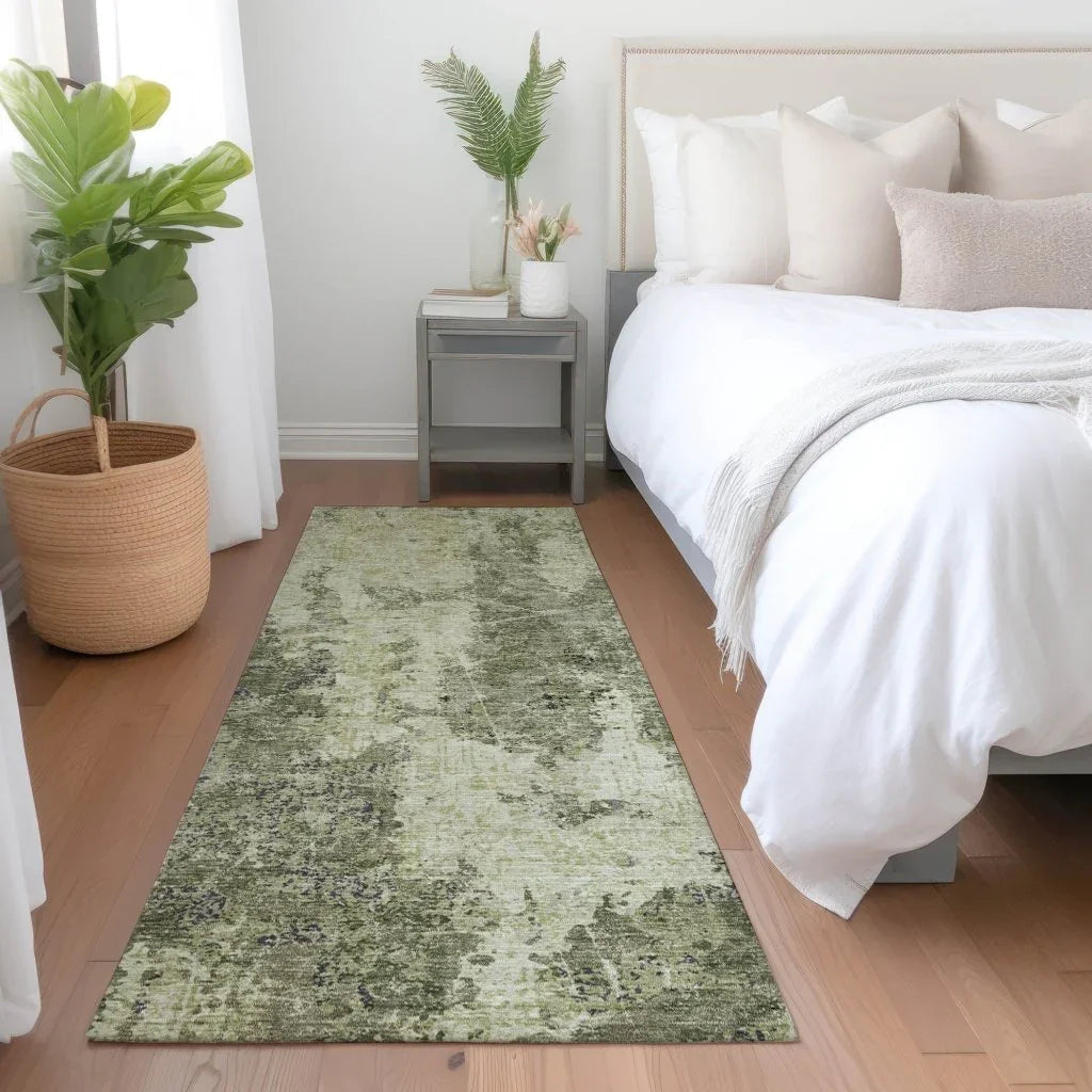 LOOMLAN Rugs Ebonelle Green Washable Indoor-Outdoor Rug