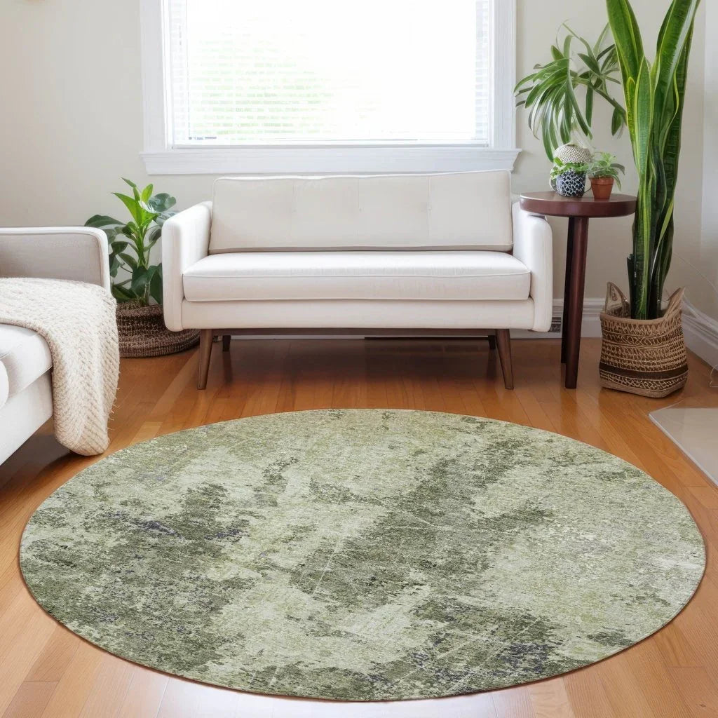 LOOMLAN Rugs Ebonelle Green Washable Indoor-Outdoor Rug
