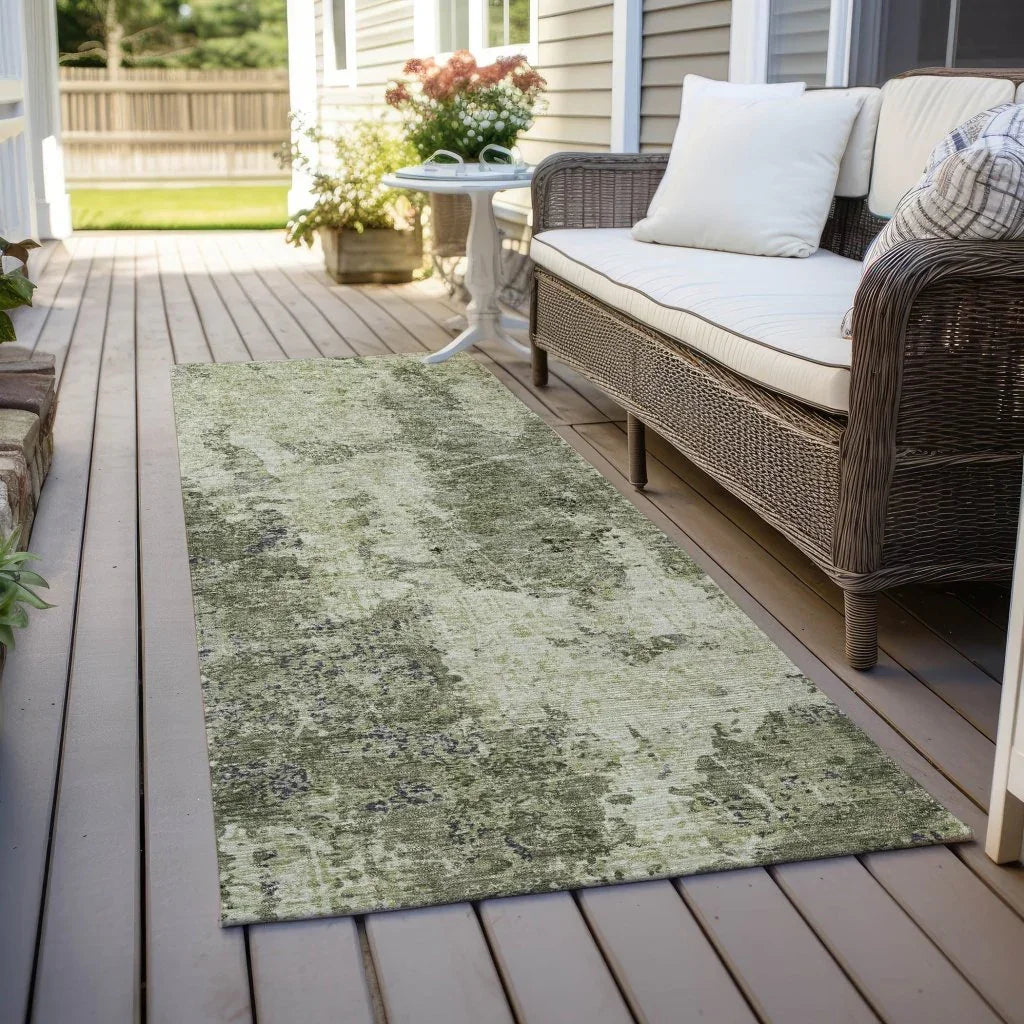 LOOMLAN Rugs Ebonelle Green Washable Indoor-Outdoor Rug