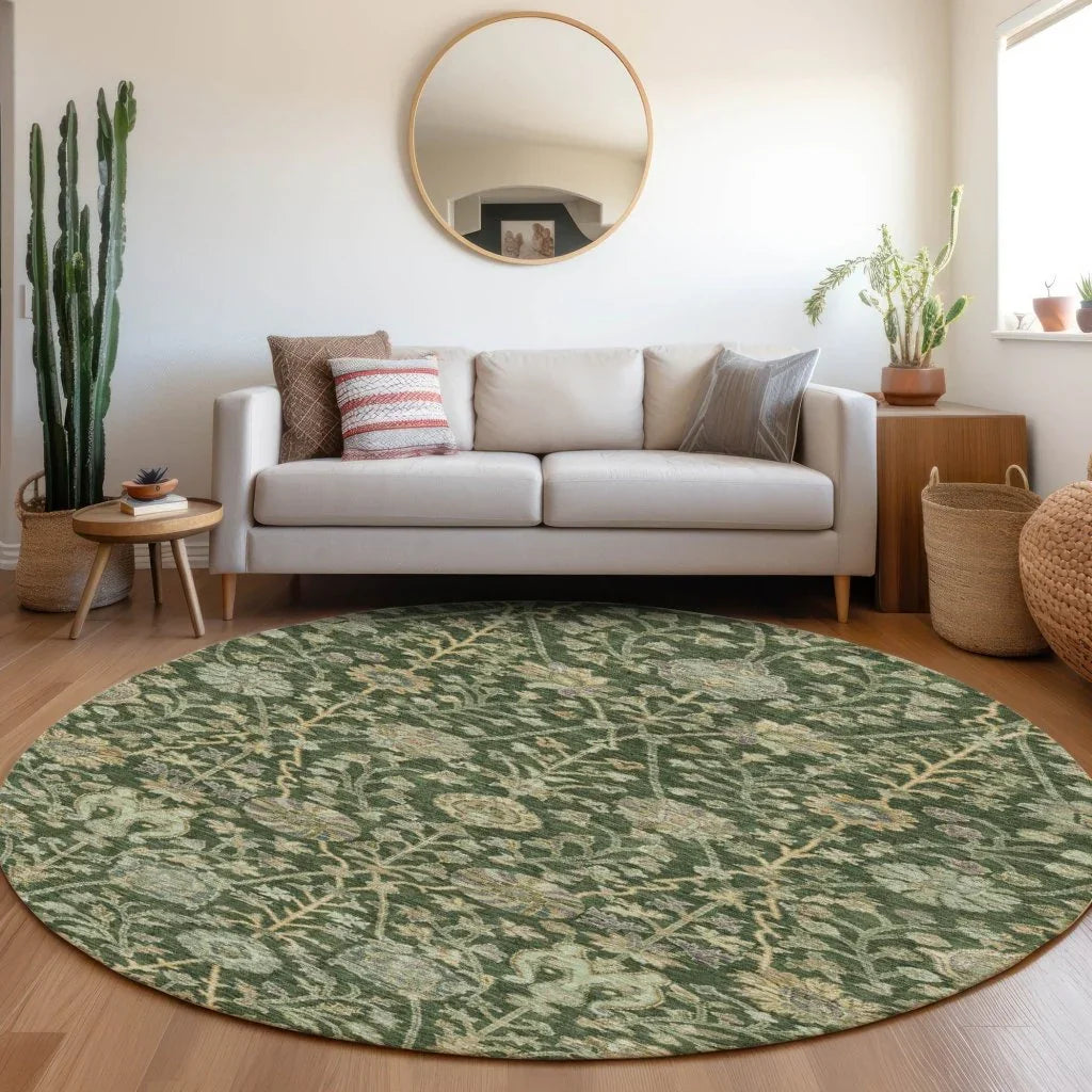 LOOMLAN Rugs Echo Green Washable Indoor-Outdoor Rug