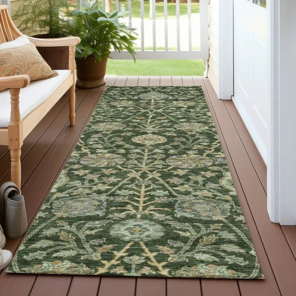 LOOMLAN Rugs Echo Green Washable Indoor-Outdoor Rug
