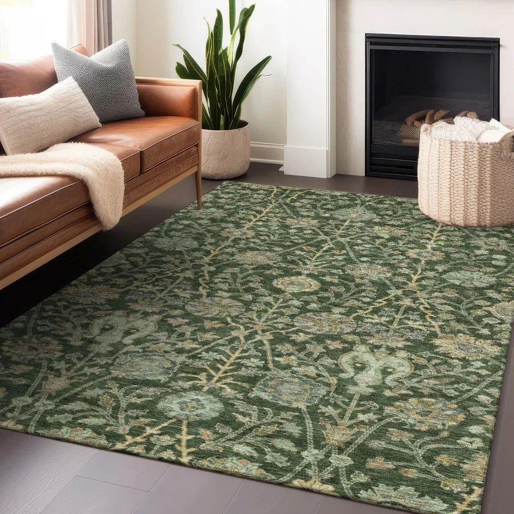 LOOMLAN Rugs Echo Green Washable Indoor-Outdoor Rug