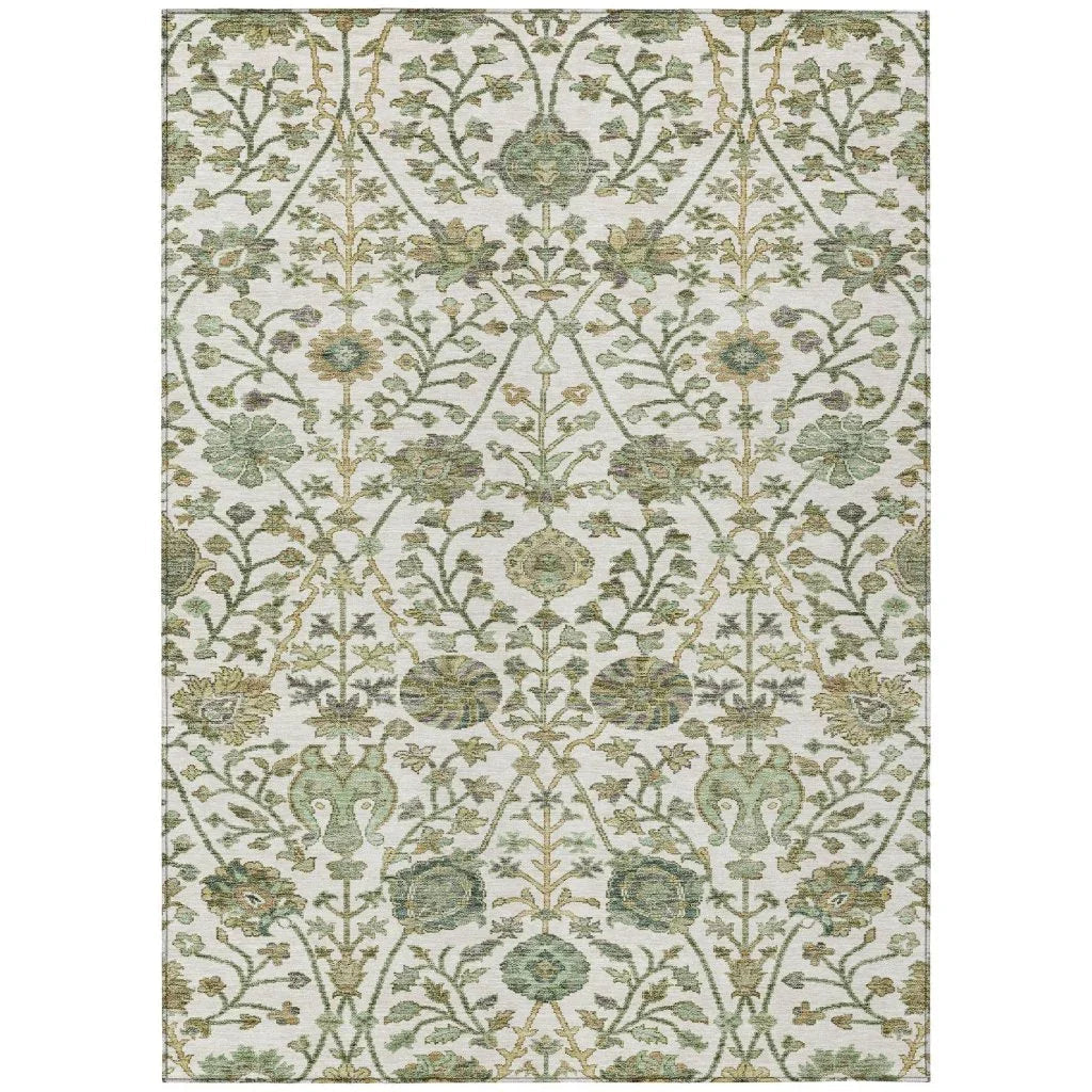 LOOMLAN Rugs Echo Ivory Washable Indoor-Outdoor Rug