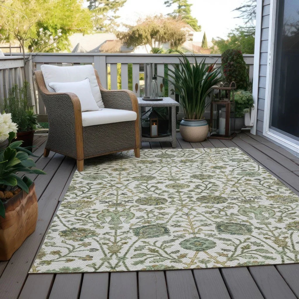LOOMLAN Rugs Echo Ivory Washable Indoor-Outdoor Rug