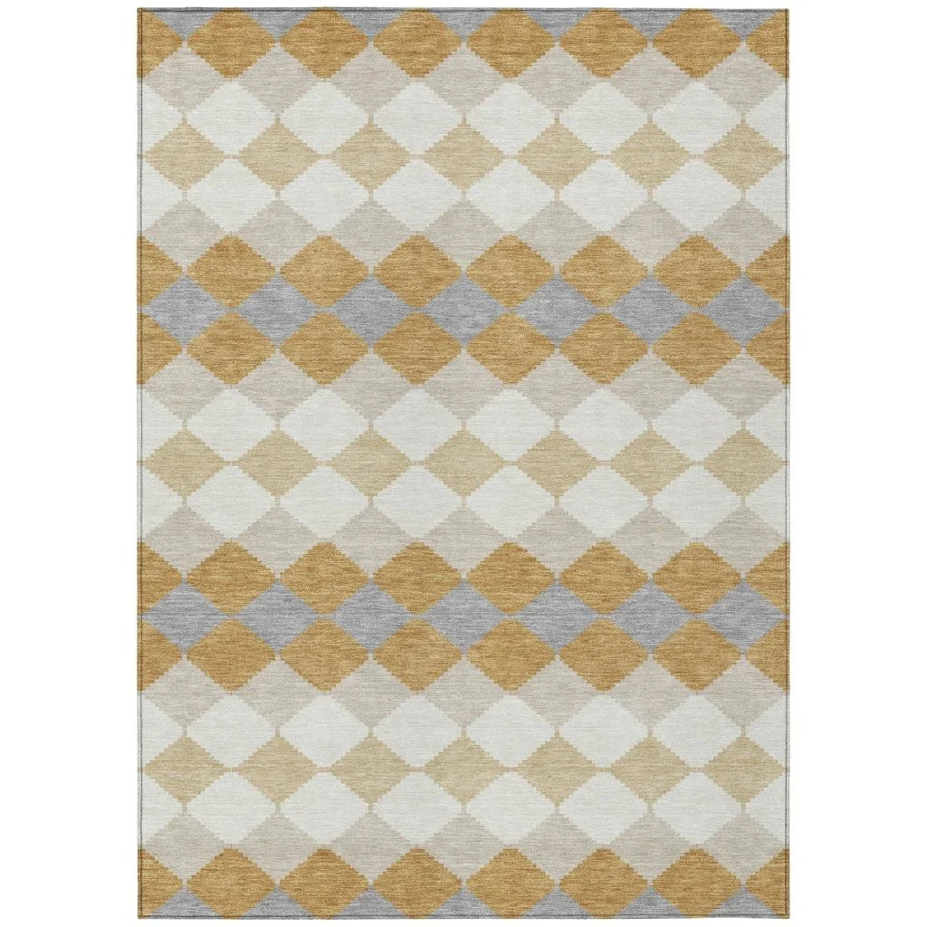 LOOMLAN Rugs Eira Gold Washable Indoor-Outdoor Rug