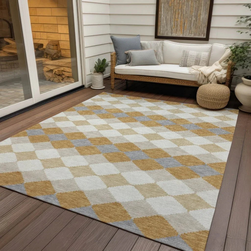 LOOMLAN Rugs Eira Gold Washable Indoor-Outdoor Rug