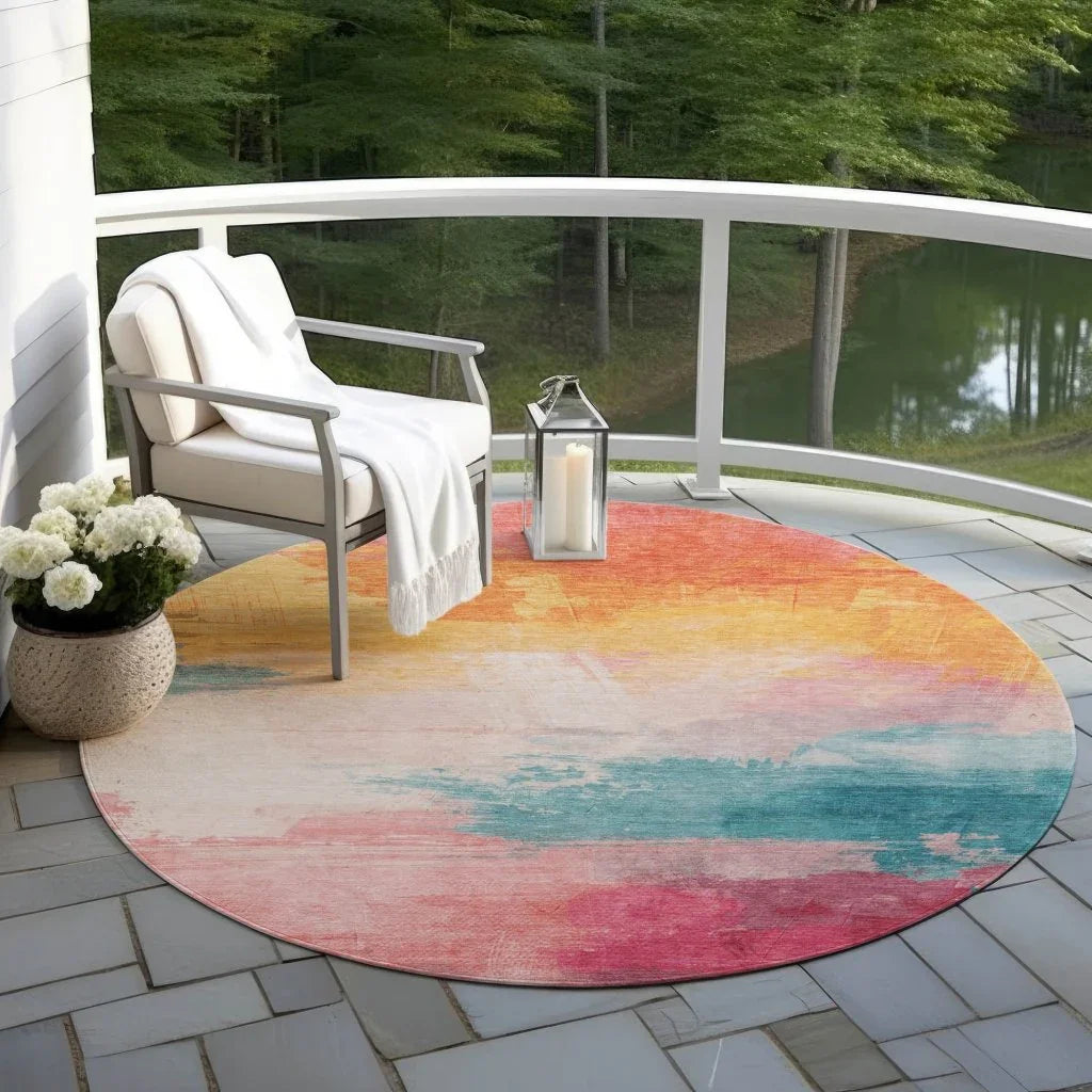 LOOMLAN Rugs Elanisse Pink Washable Indoor-Outdoor Rug