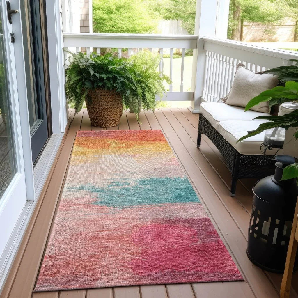 LOOMLAN Rugs Elanisse Pink Washable Indoor-Outdoor Rug