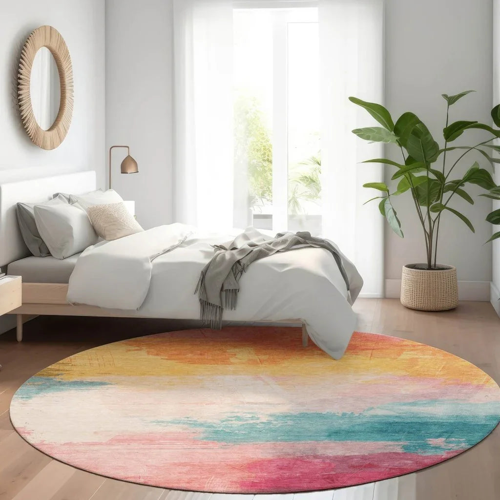 LOOMLAN Rugs Elanisse Pink Washable Indoor-Outdoor Rug