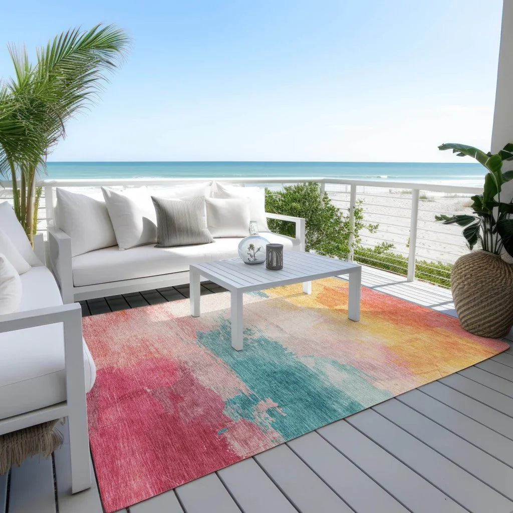 LOOMLAN Rugs Elanisse Pink Washable Indoor-Outdoor Rug