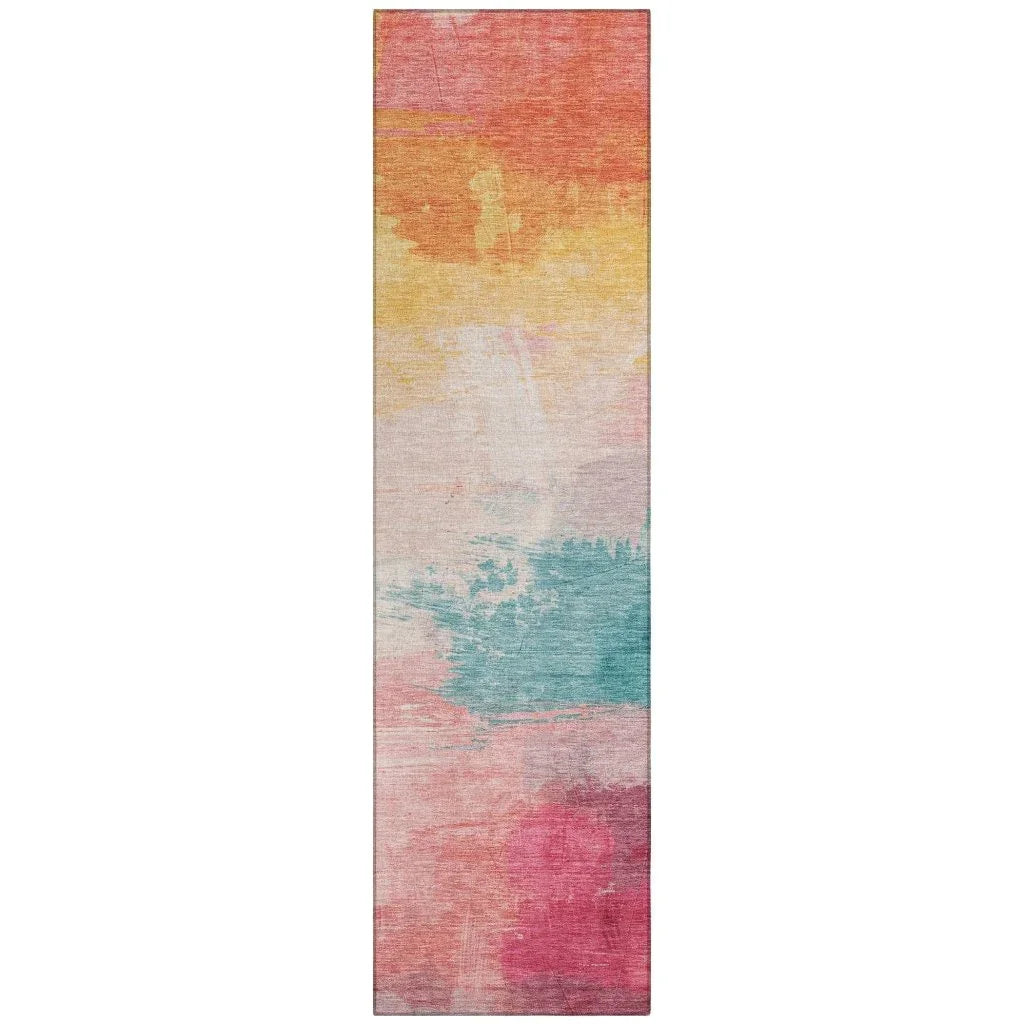 LOOMLAN Rugs Elanisse Pink Washable Indoor-Outdoor Rug
