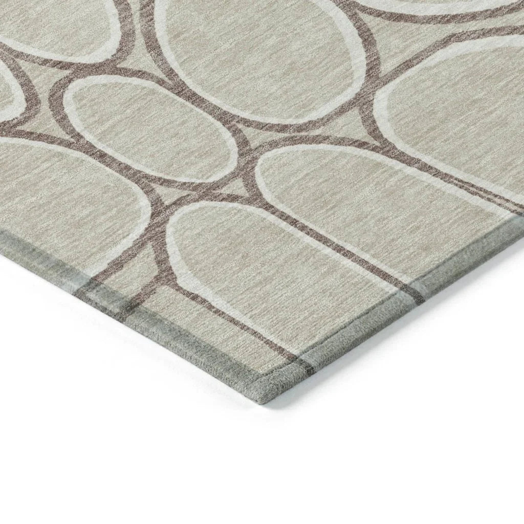 LOOMLAN Rugs Elantra Beige Washable Indoor-Outdoor Rug