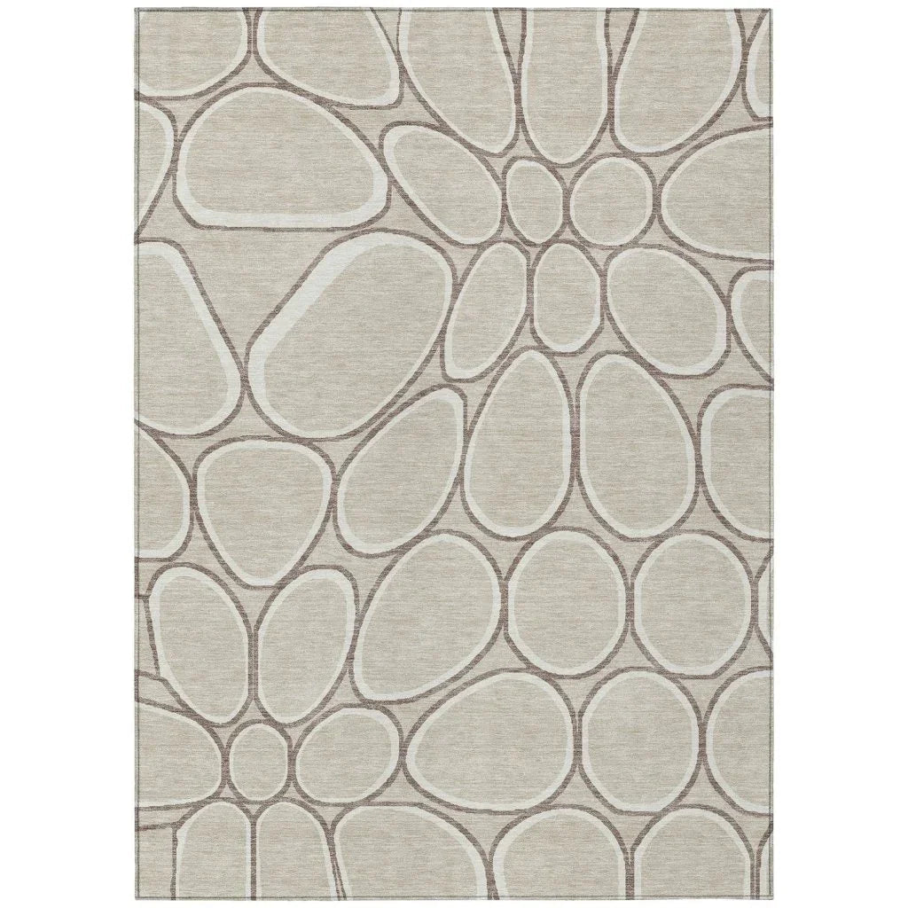 LOOMLAN Rugs Elantra Beige Washable Indoor-Outdoor Rug