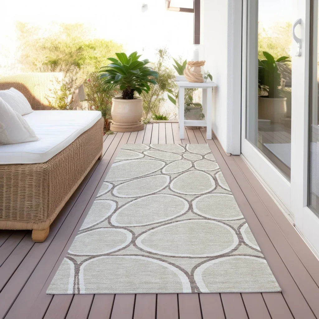 LOOMLAN Rugs Elantra Beige Washable Indoor-Outdoor Rug