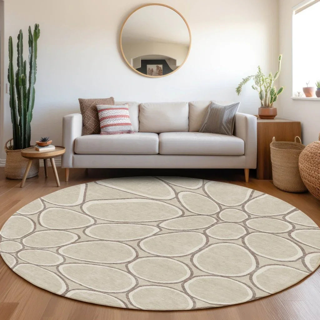 LOOMLAN Rugs Elantra Beige Washable Indoor-Outdoor Rug