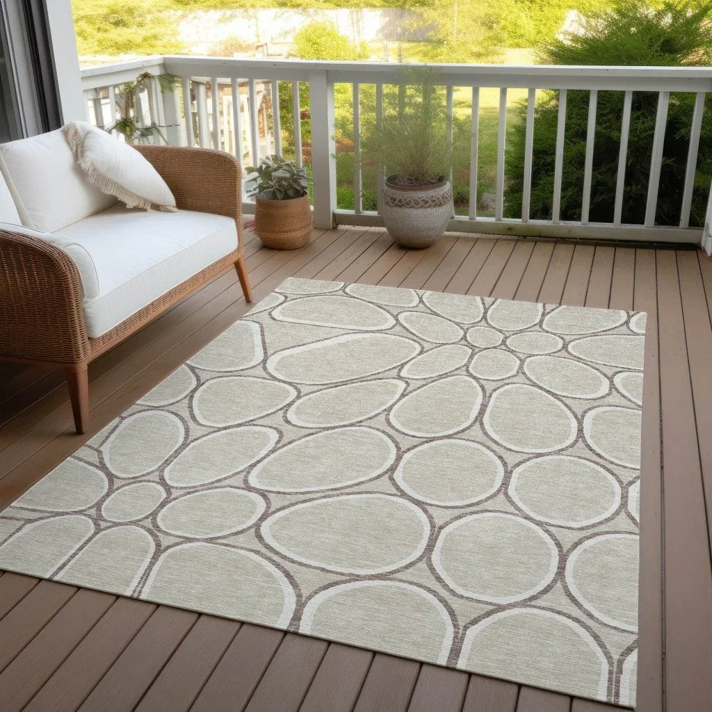 LOOMLAN Rugs Elantra Beige Washable Indoor-Outdoor Rug