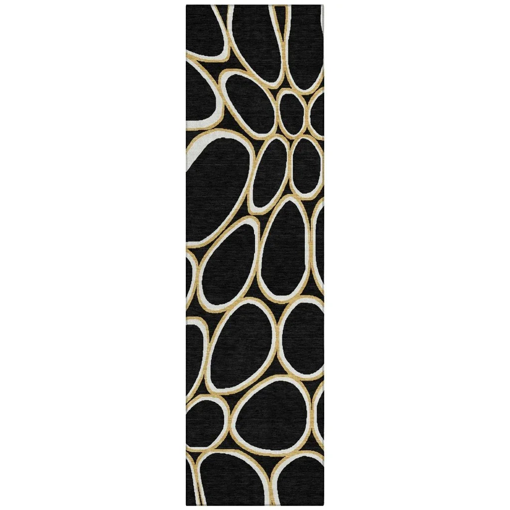 LOOMLAN Rugs Elantra Black Washable Indoor-Outdoor Rug