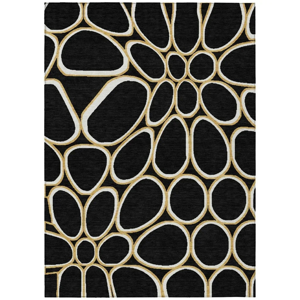 LOOMLAN Rugs Elantra Black Washable Indoor-Outdoor Rug