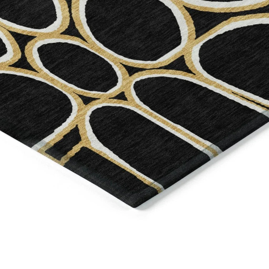 LOOMLAN Rugs Elantra Black Washable Indoor-Outdoor Rug