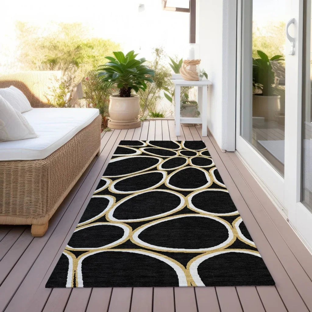 LOOMLAN Rugs Elantra Black Washable Indoor-Outdoor Rug