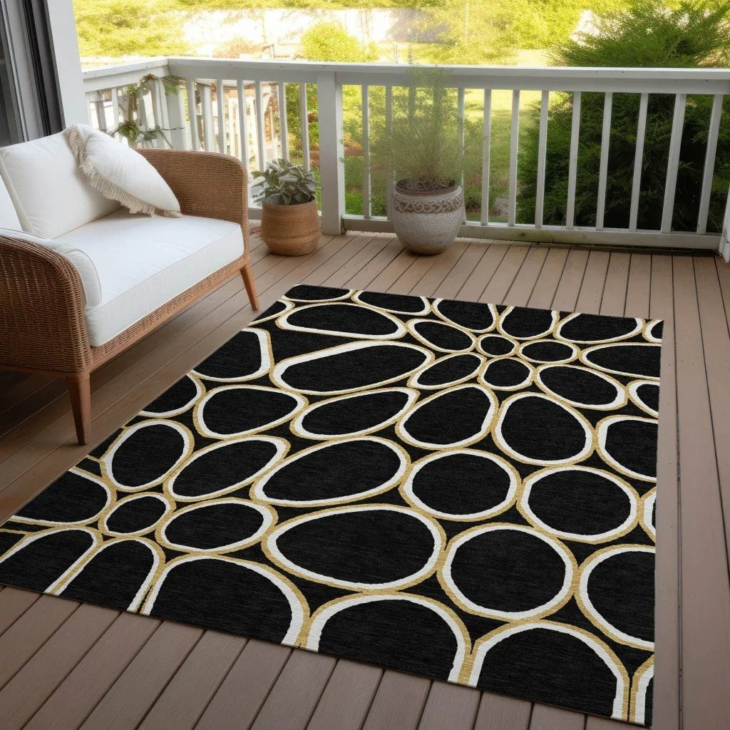 LOOMLAN Rugs Elantra Black Washable Indoor-Outdoor Rug