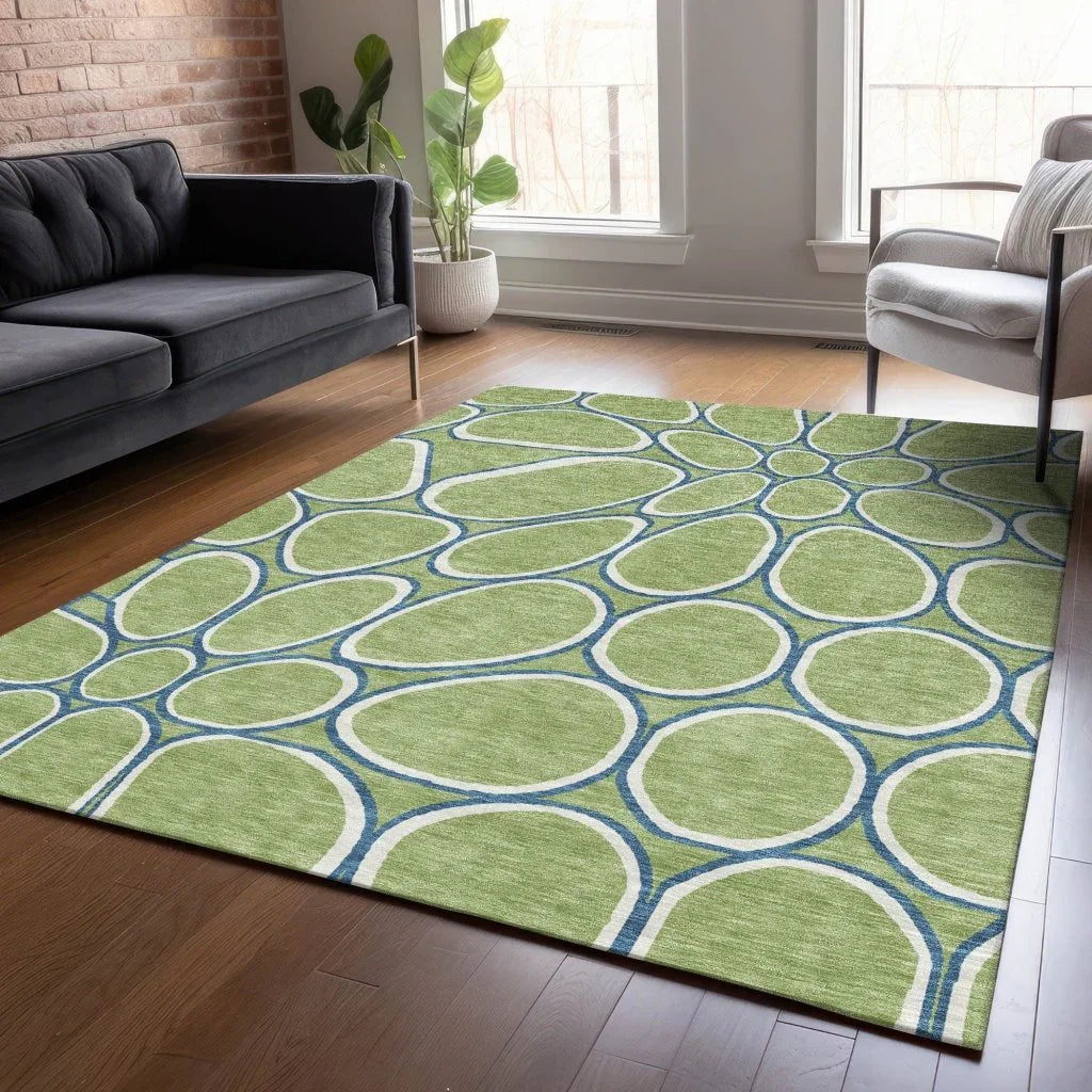 LOOMLAN Rugs Elantra Green Washable Indoor-Outdoor Rug