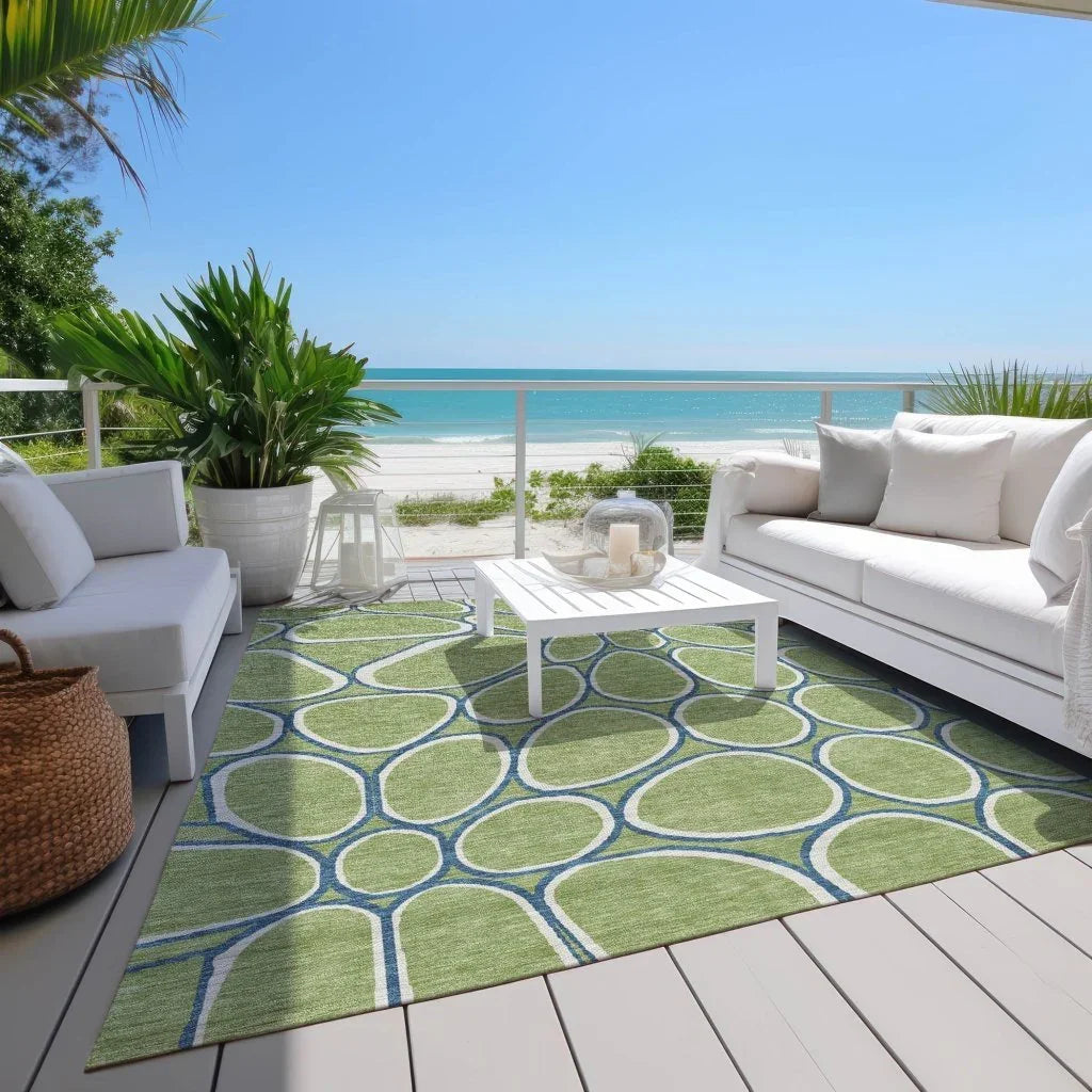 LOOMLAN Rugs Elantra Green Washable Indoor-Outdoor Rug