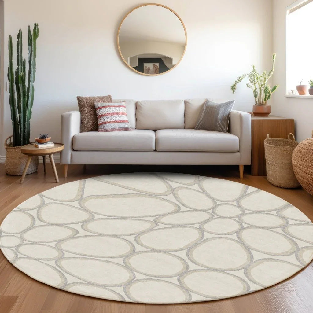 LOOMLAN Rugs Elantra Ivory Washable Indoor-Outdoor Rug