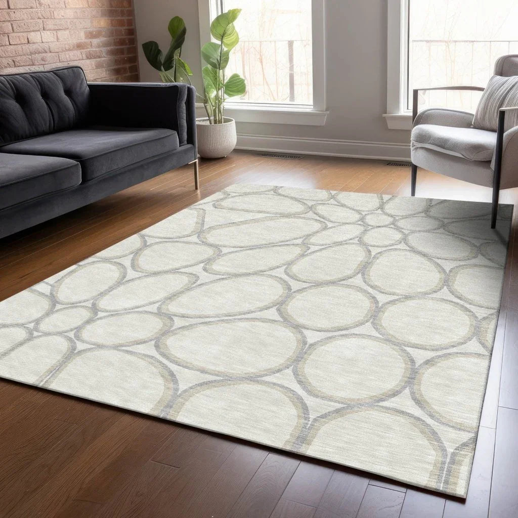 LOOMLAN Rugs Elantra Ivory Washable Indoor-Outdoor Rug