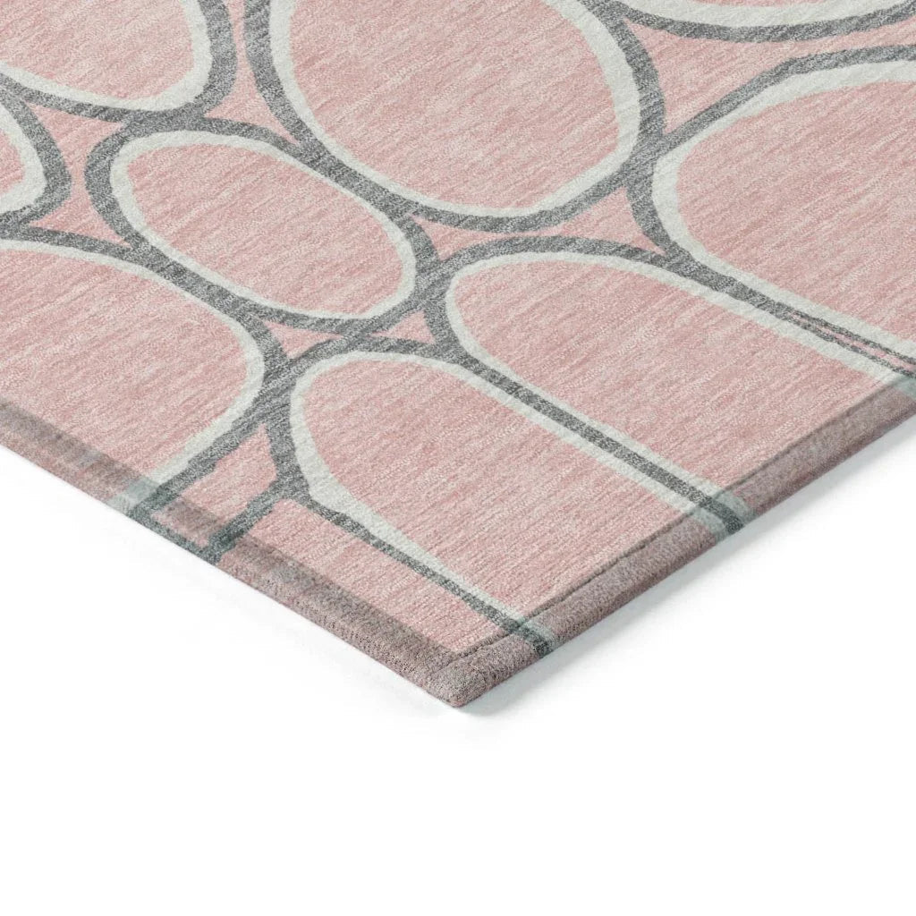 LOOMLAN Rugs Elantra Pink Washable Indoor-Outdoor Rug