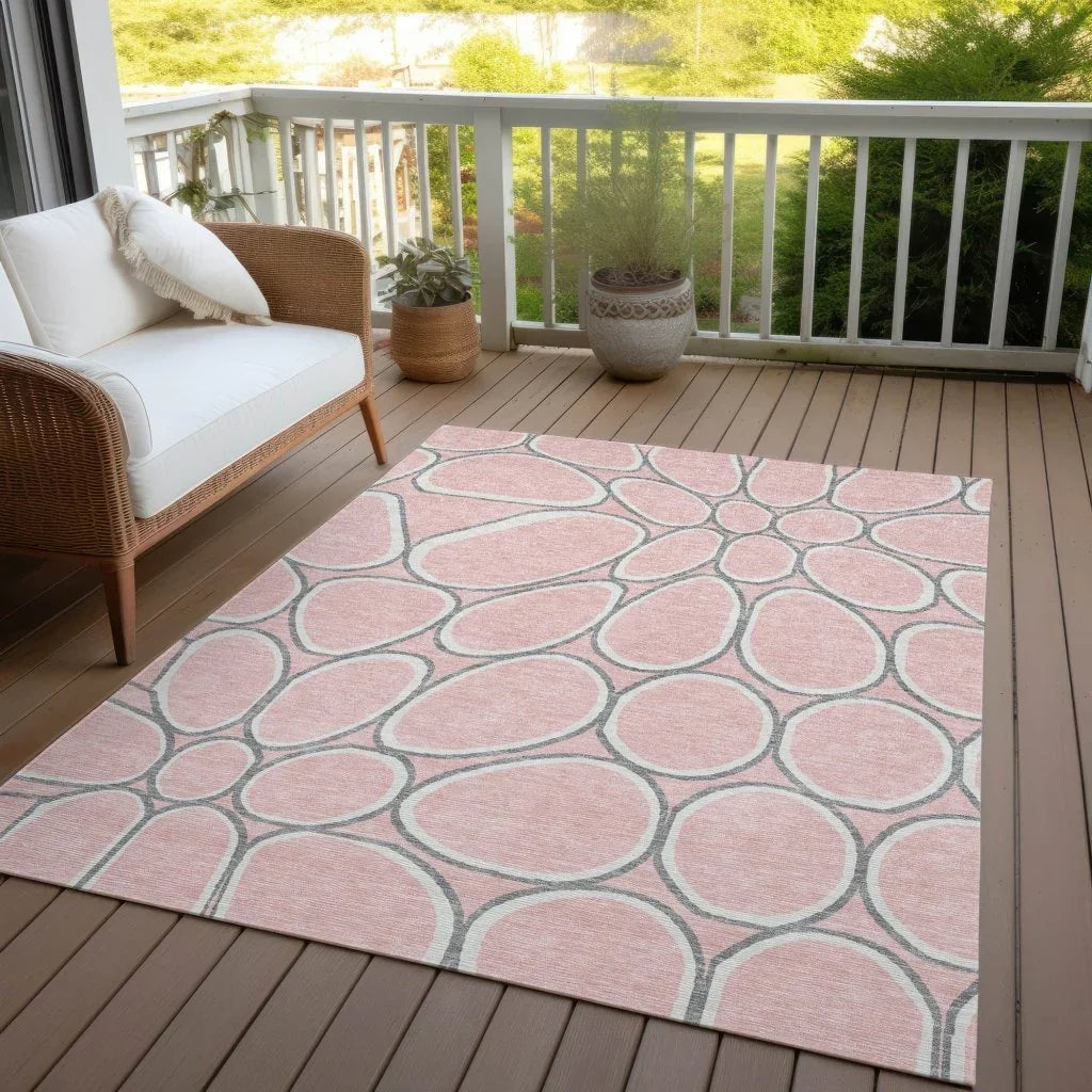 LOOMLAN Rugs Elantra Pink Washable Indoor-Outdoor Rug
