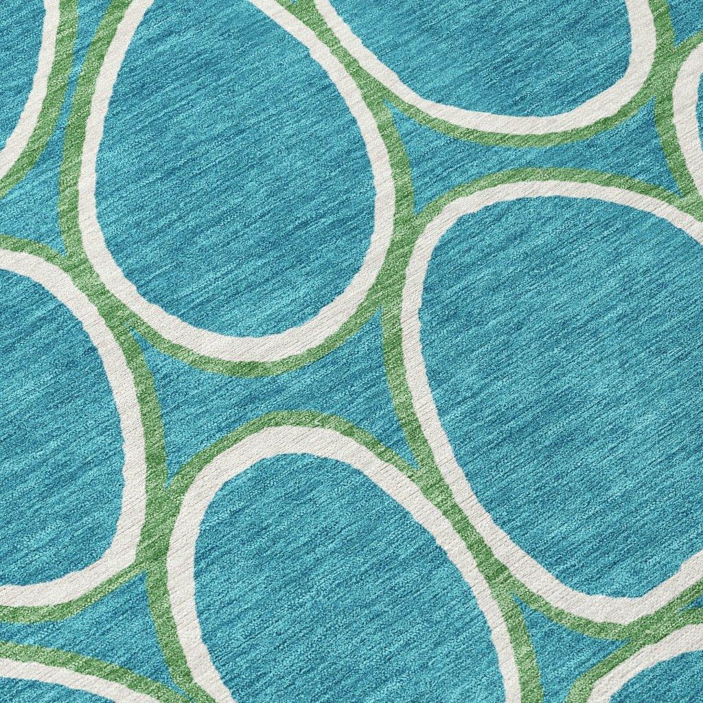 LOOMLAN Rugs Elantra Teal Washable Indoor-Outdoor Rug