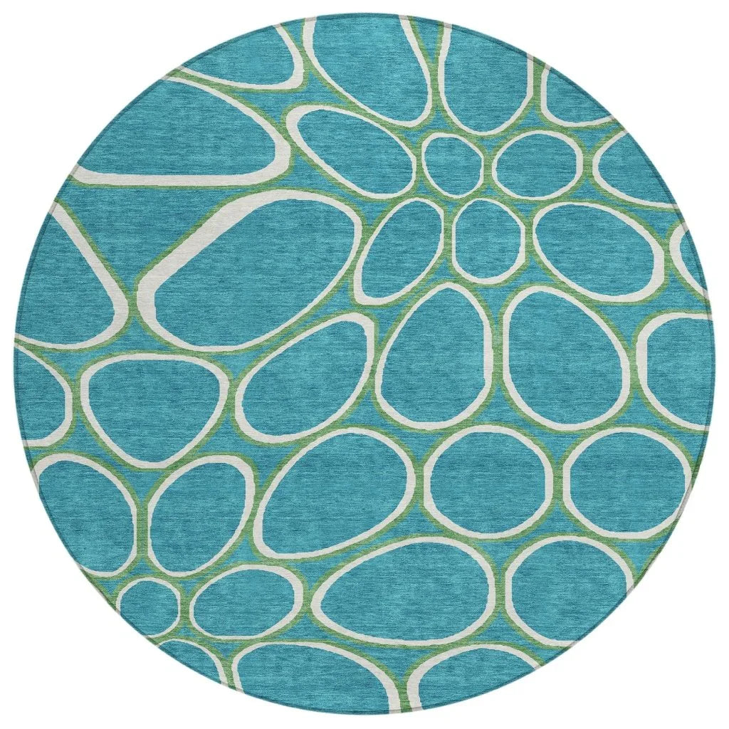 LOOMLAN Rugs Elantra Teal Washable Indoor-Outdoor Rug