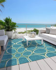 LOOMLAN Rugs Elantra Teal Washable Indoor-Outdoor Rug