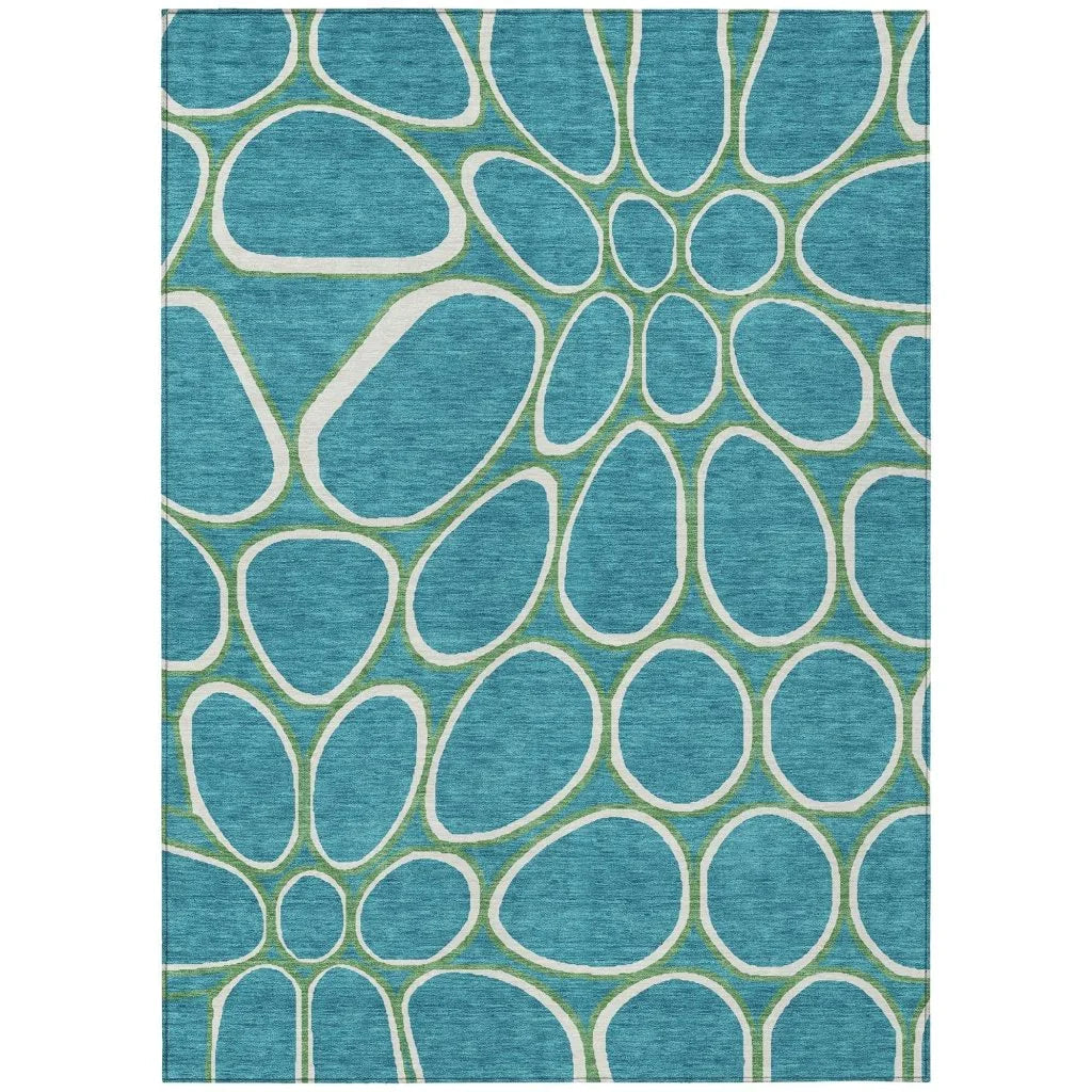 LOOMLAN Rugs Elantra Teal Washable Indoor-Outdoor Rug