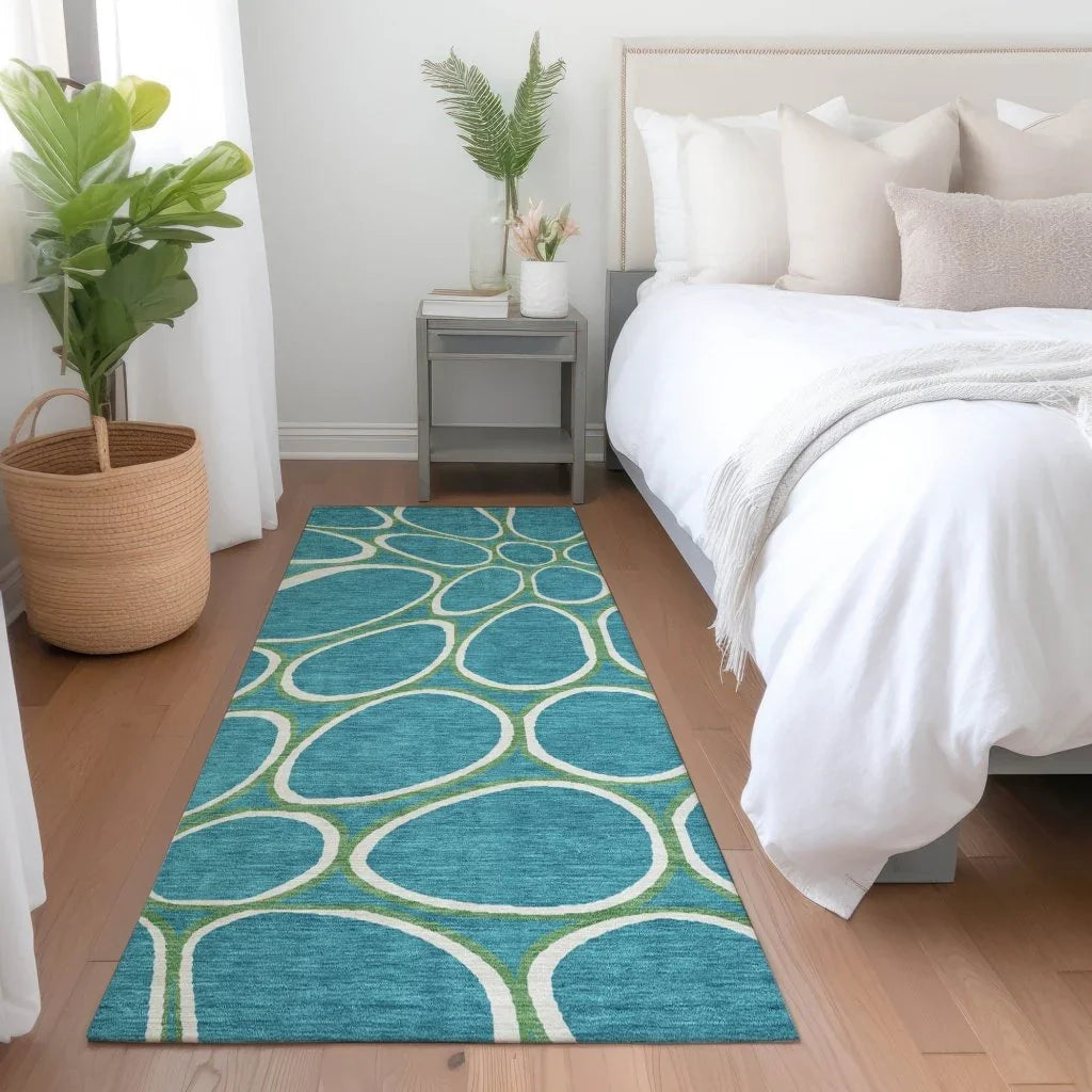 LOOMLAN Rugs Elantra Teal Washable Indoor-Outdoor Rug