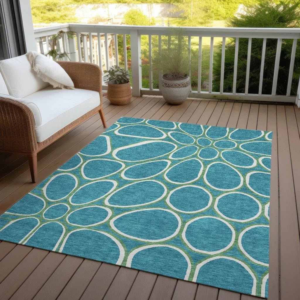 LOOMLAN Rugs Elantra Teal Washable Indoor-Outdoor Rug