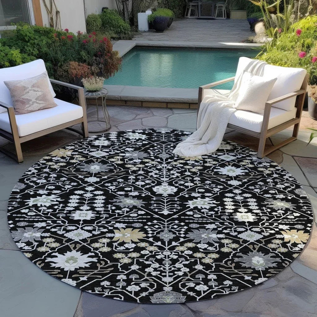 Elara Black Washable Indoor - Outdoor Rug - LOOMLAN - LOOMLAN Rugs - Outdoor Rugs