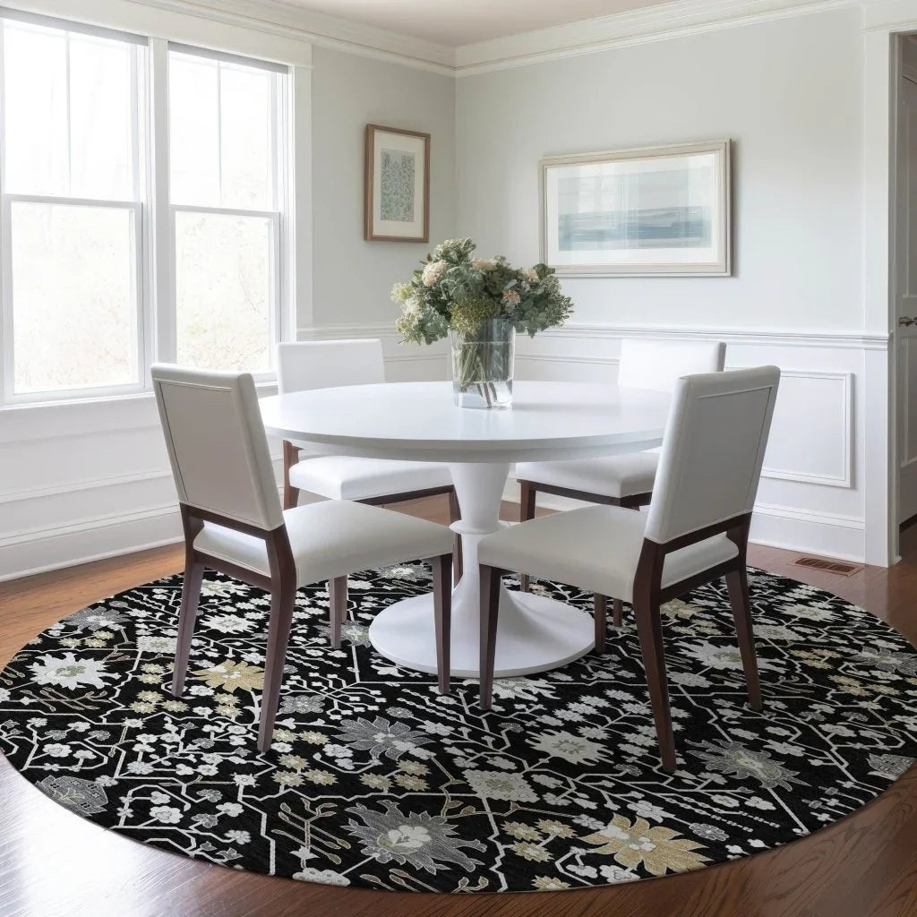 Elara Black Washable Indoor - Outdoor Rug - LOOMLAN - LOOMLAN Rugs - Outdoor Rugs