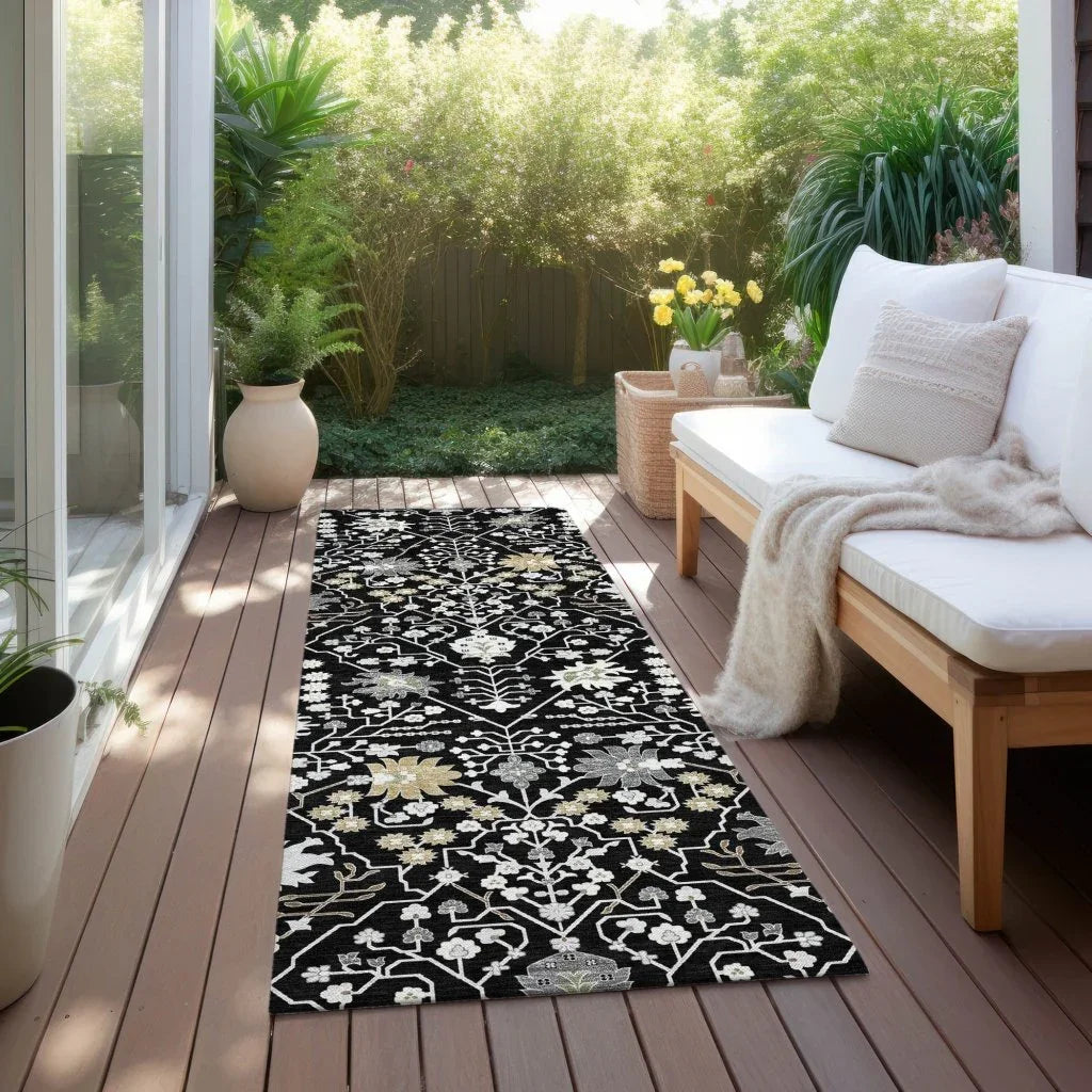 Elara Black Washable Indoor - Outdoor Rug - LOOMLAN - LOOMLAN Rugs - Outdoor Rugs