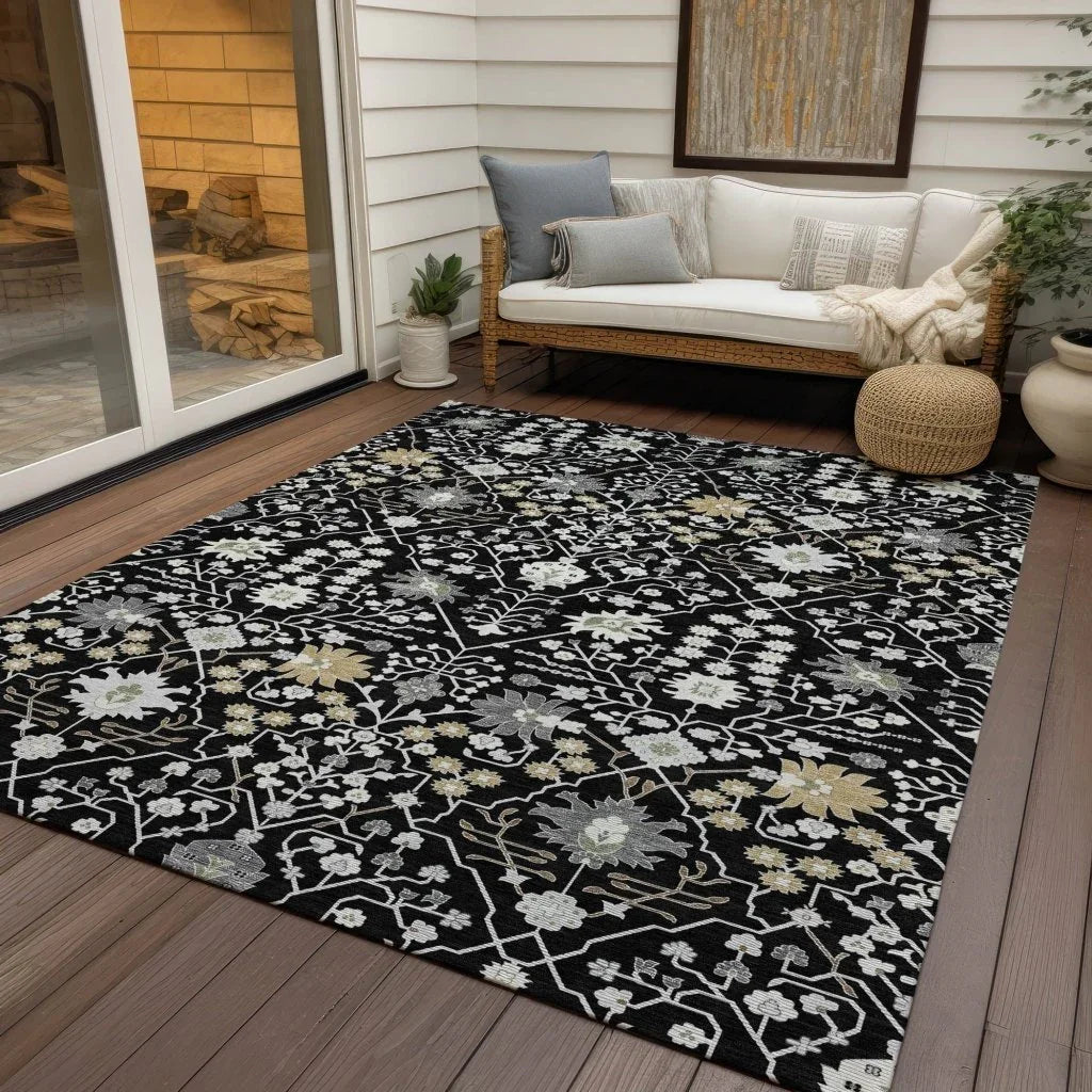 Elara Black Washable Indoor - Outdoor Rug - LOOMLAN - LOOMLAN Rugs - Outdoor Rugs