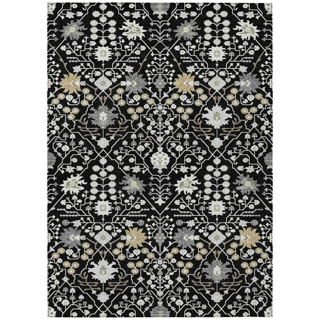 Elara Black Washable Indoor - Outdoor Rug - LOOMLAN - LOOMLAN Rugs - Outdoor Rugs